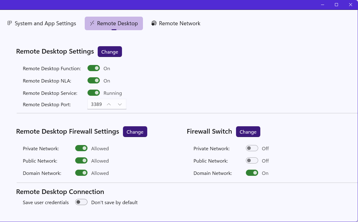 Remote Desktop Settings